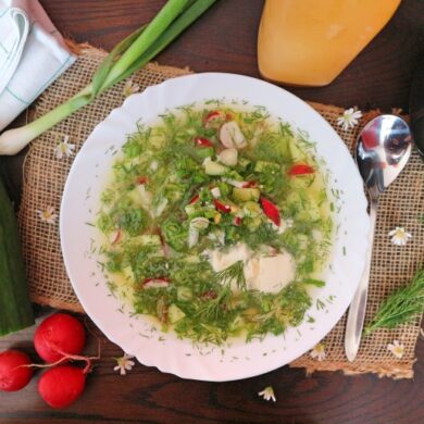 Okroshka – vegetarian recipe for popular Russian cold soup