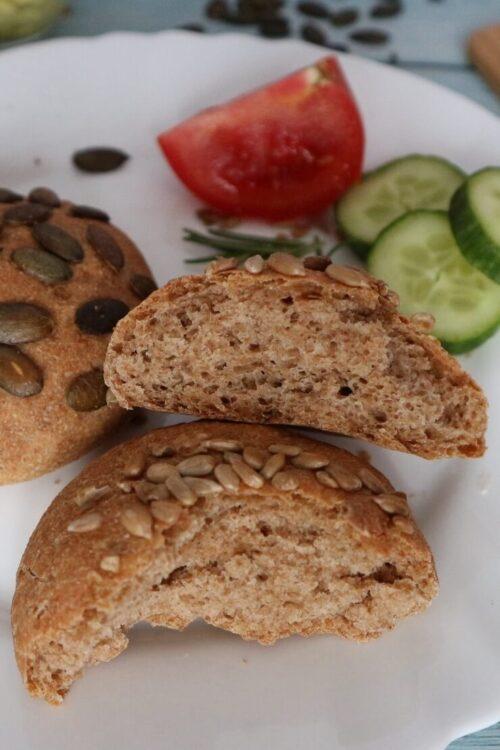 Vollkornbrötchen Rezept vegan – mit Weizen- und Dinkelmehl