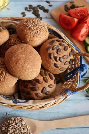 Vollkornbrötchen Rezept vegan – mit Weizen- und Dinkelmehl